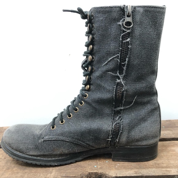 Jeffrey Campbell Grey Canvas Combat Boots - Picture 4 of 8